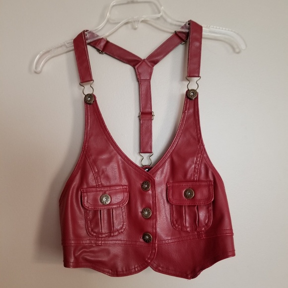 paper tee Jackets & Blazers - Red faux leather vest